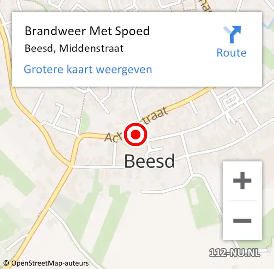 Locatie op kaart van de 112 melding: Brandweer Met Spoed Naar Beesd, Middenstraat op 31 augustus 2015 02:21