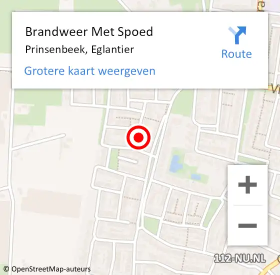 Locatie op kaart van de 112 melding: Brandweer Met Spoed Naar Prinsenbeek, Eglantier op 31 augustus 2015 02:23