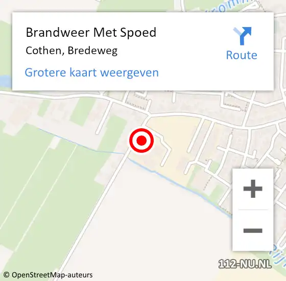Locatie op kaart van de 112 melding: Brandweer Met Spoed Naar Cothen, Bredeweg op 31 augustus 2015 02:46