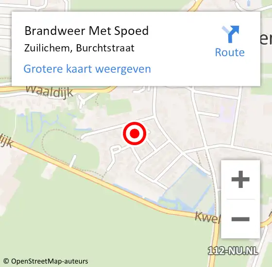 Locatie op kaart van de 112 melding: Brandweer Met Spoed Naar Zuilichem, Burchtstraat op 31 augustus 2015 02:50