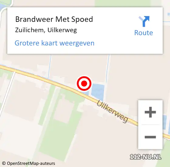 Locatie op kaart van de 112 melding: Brandweer Met Spoed Naar Zuilichem, Uilkerweg op 31 augustus 2015 03:33