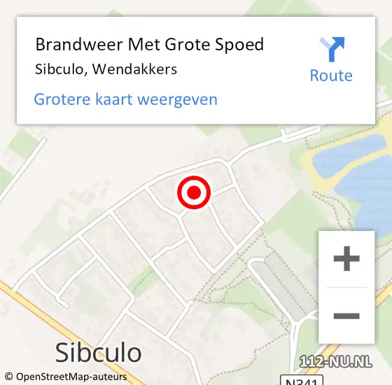 Locatie op kaart van de 112 melding: Brandweer Met Grote Spoed Naar Sibculo, Wendakkers op 31 augustus 2015 03:44