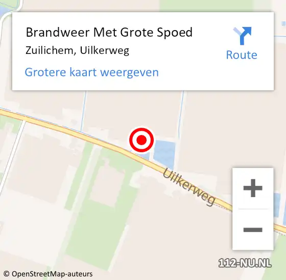 Locatie op kaart van de 112 melding: Brandweer Met Grote Spoed Naar Zuilichem, Uilkerweg op 31 augustus 2015 03:51