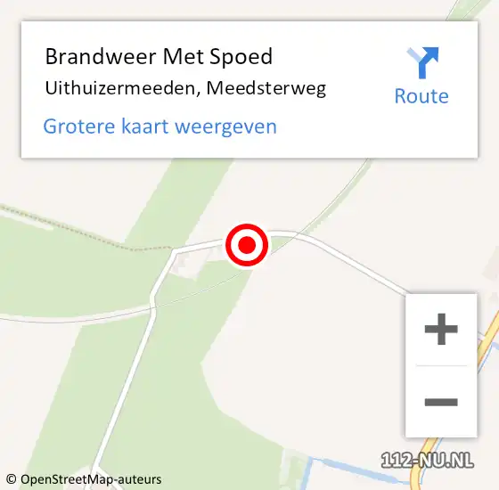 Locatie op kaart van de 112 melding: Brandweer Met Spoed Naar Uithuizermeeden, Meedsterweg op 31 augustus 2015 04:00