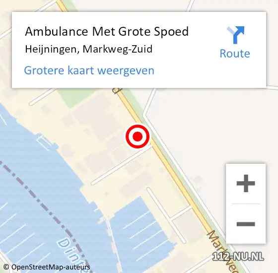 Locatie op kaart van de 112 melding: Ambulance Met Grote Spoed Naar Heijningen, Markweg-Zuid op 31 augustus 2015 04:07