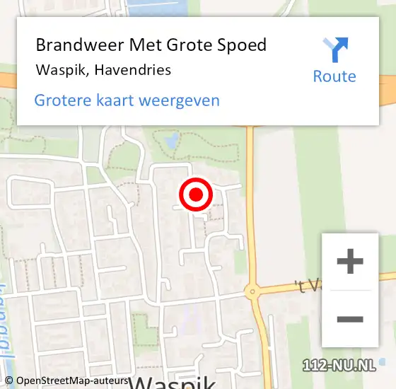 Locatie op kaart van de 112 melding: Brandweer Met Grote Spoed Naar Waspik, Havendries op 31 augustus 2015 05:11