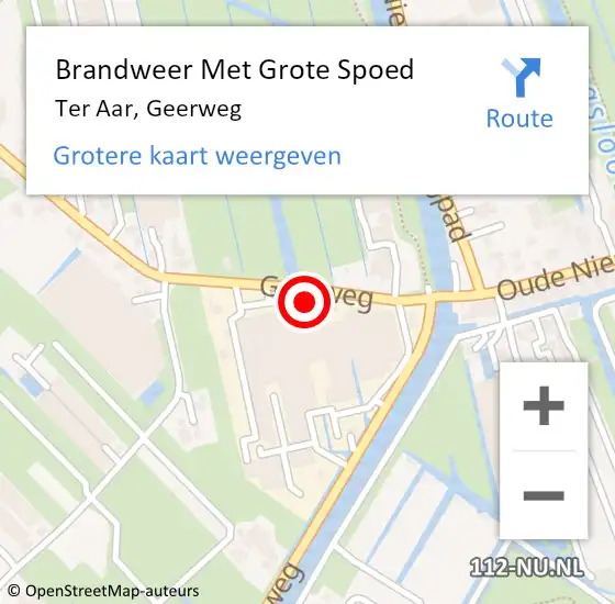 Locatie op kaart van de 112 melding: Brandweer Met Grote Spoed Naar Ter Aar, Geerweg op 31 augustus 2015 05:36