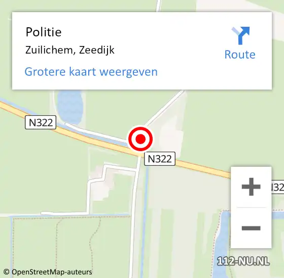 Locatie op kaart van de 112 melding: Politie Zuilichem, Zeedijk op 31 augustus 2015 05:48