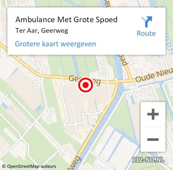 Locatie op kaart van de 112 melding: Ambulance Met Grote Spoed Naar Ter Aar, Geerweg op 31 augustus 2015 06:09