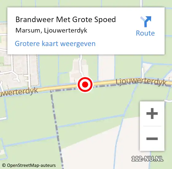 Locatie op kaart van de 112 melding: Brandweer Met Grote Spoed Naar Marsum, Ljouwerterdyk op 31 augustus 2015 06:34