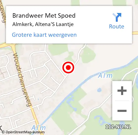 Locatie op kaart van de 112 melding: Brandweer Met Spoed Naar Almkerk, Altena'S Laantje op 31 augustus 2015 06:36