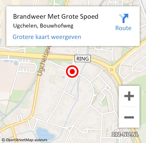 Locatie op kaart van de 112 melding: Brandweer Met Grote Spoed Naar Ugchelen, Bouwhofweg op 31 augustus 2015 06:43