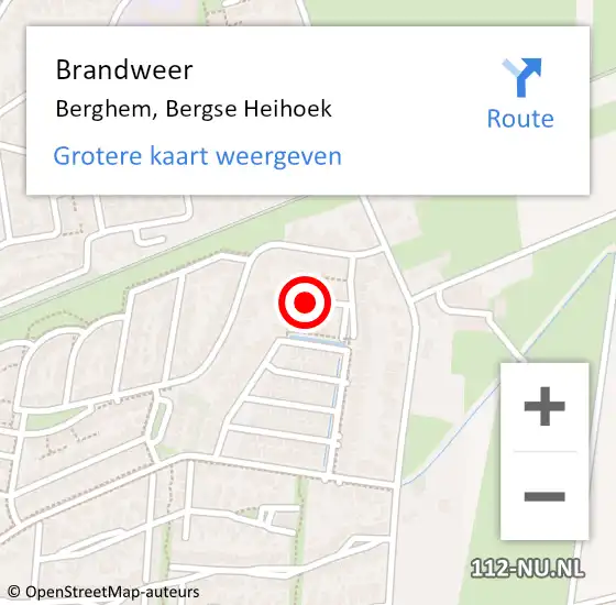 Locatie op kaart van de 112 melding: Brandweer Berghem, Bergse Heihoek op 31 augustus 2015 07:02