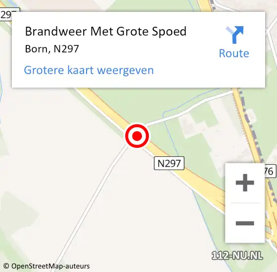 Locatie op kaart van de 112 melding: Brandweer Met Grote Spoed Naar Born, N297 op 31 augustus 2015 07:02