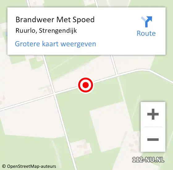 Locatie op kaart van de 112 melding: Brandweer Met Spoed Naar Ruurlo, Strengendijk op 31 augustus 2015 07:13