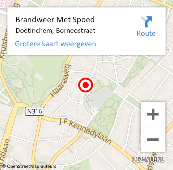 Locatie op kaart van de 112 melding: Brandweer Met Spoed Naar Doetinchem, Borneostraat op 31 augustus 2015 07:22