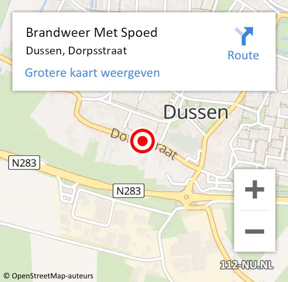 Locatie op kaart van de 112 melding: Brandweer Met Spoed Naar Dussen, Dorpsstraat op 31 augustus 2015 07:33