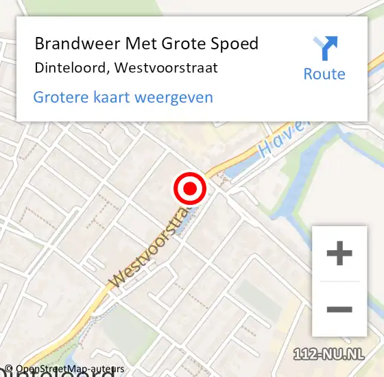 Locatie op kaart van de 112 melding: Brandweer Met Grote Spoed Naar Dinteloord, Westvoorstraat op 31 augustus 2015 07:37