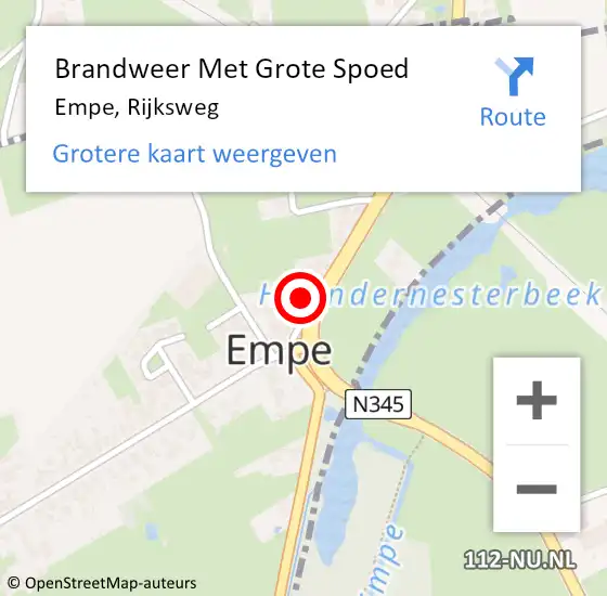 Locatie op kaart van de 112 melding: Brandweer Met Grote Spoed Naar Empe, Rijksweg op 31 augustus 2015 07:47