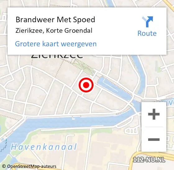 Locatie op kaart van de 112 melding: Brandweer Met Spoed Naar Zierikzee, Korte Groendal op 31 augustus 2015 07:49