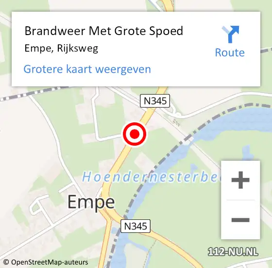 Locatie op kaart van de 112 melding: Brandweer Met Grote Spoed Naar Empe, Rijksweg op 31 augustus 2015 07:52