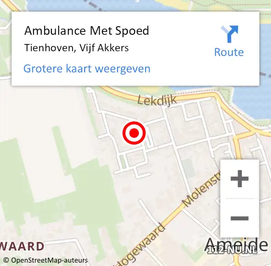 Locatie op kaart van de 112 melding: Ambulance Met Spoed Naar Tienhoven, Vijf Akkers op 31 augustus 2015 07:54