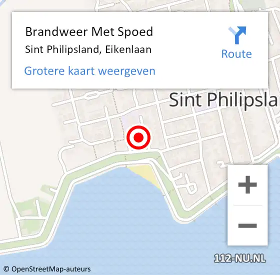 Locatie op kaart van de 112 melding: Brandweer Met Spoed Naar Sint Philipsland, Eikenlaan op 31 augustus 2015 08:15