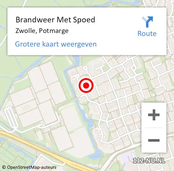 Locatie op kaart van de 112 melding: Brandweer Met Spoed Naar Zwolle, Potmarge op 31 augustus 2015 08:28