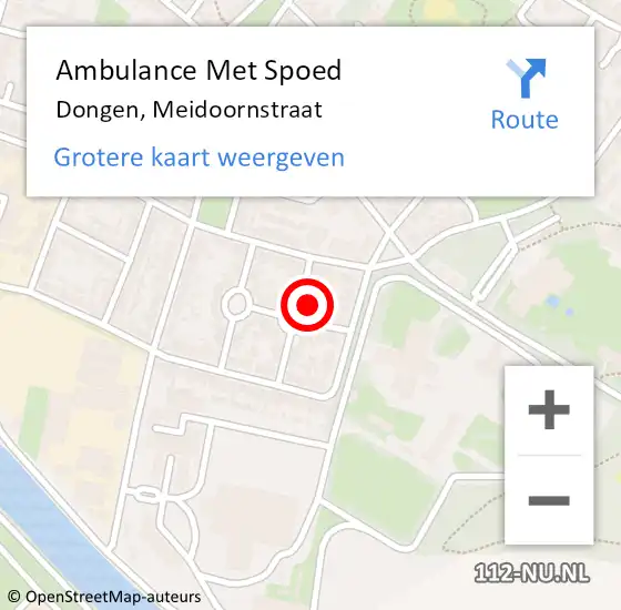 Locatie op kaart van de 112 melding: Ambulance Met Spoed Naar Dongen, Meidoornstraat op 31 augustus 2015 08:32