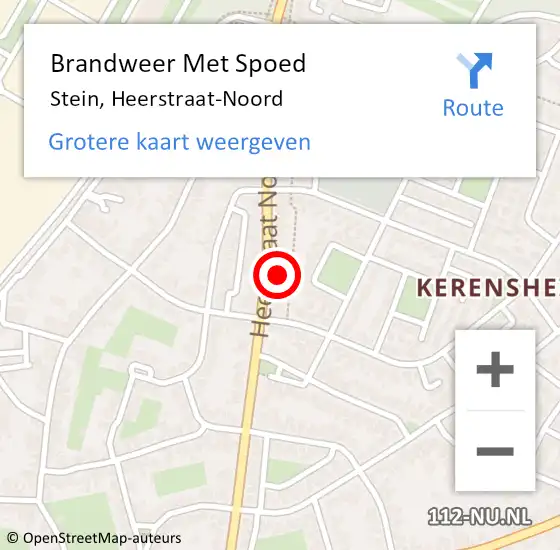 Locatie op kaart van de 112 melding: Brandweer Met Spoed Naar Stein, Heerstraat-Noord op 31 augustus 2015 09:12