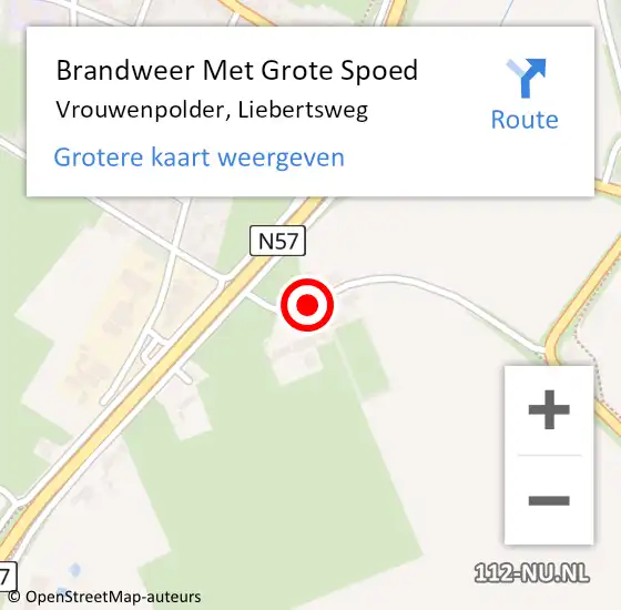 Locatie op kaart van de 112 melding: Brandweer Met Grote Spoed Naar Vrouwenpolder, Liebertsweg op 31 augustus 2015 09:15