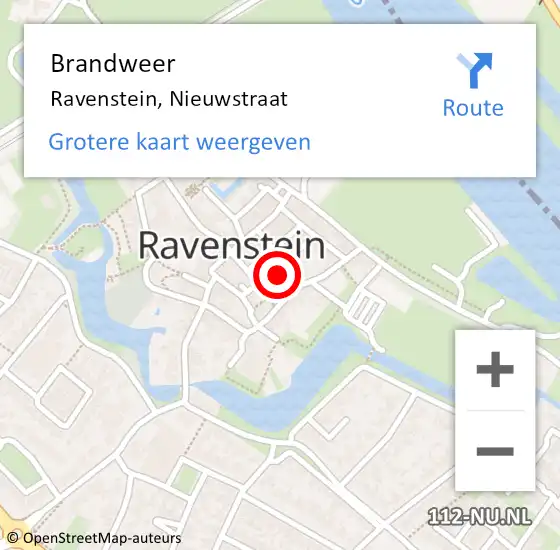 Locatie op kaart van de 112 melding: Brandweer Ravenstein, Nieuwstraat op 31 augustus 2015 09:23