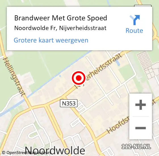 Locatie op kaart van de 112 melding: Brandweer Met Grote Spoed Naar Noordwolde Fr, Nijverheidsstraat op 31 augustus 2015 09:25