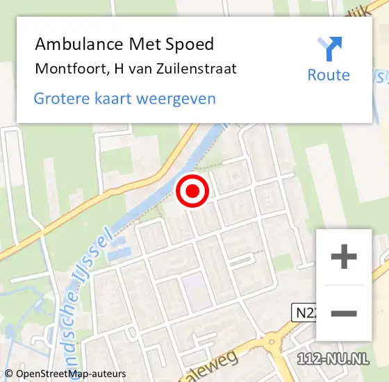 Locatie op kaart van de 112 melding: Ambulance Met Spoed Naar Montfoort, H van Zuilenstraat op 31 augustus 2015 09:29