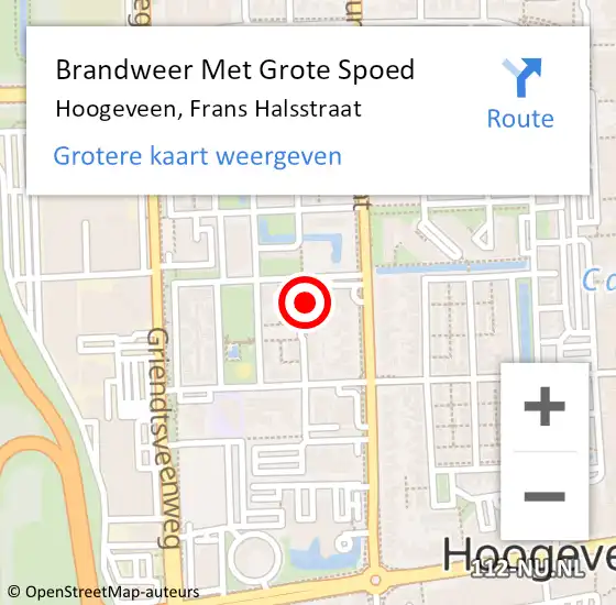 Locatie op kaart van de 112 melding: Brandweer Met Grote Spoed Naar Hoogeveen, Frans Halsstraat op 31 augustus 2015 09:48