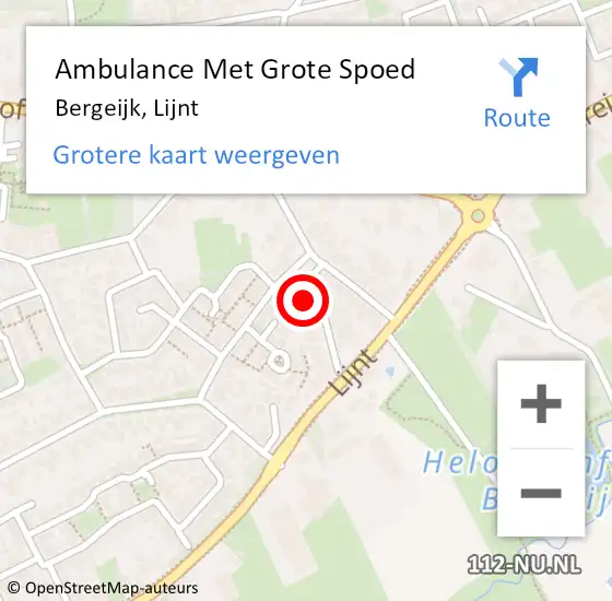 Locatie op kaart van de 112 melding: Ambulance Met Grote Spoed Naar Bergeijk, Lijntstraat op 31 augustus 2015 10:14