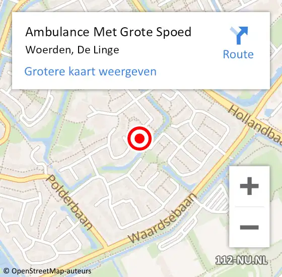 Locatie op kaart van de 112 melding: Ambulance Met Grote Spoed Naar Woerden, De Linge op 31 augustus 2015 10:59