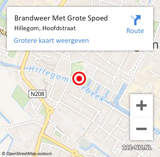 Locatie op kaart van de 112 melding: Brandweer Met Grote Spoed Naar Hillegom, Hoofdstraat op 31 augustus 2015 11:06