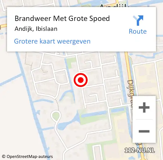 Locatie op kaart van de 112 melding: Brandweer Met Grote Spoed Naar Andijk, Ibislaan op 31 augustus 2015 11:20