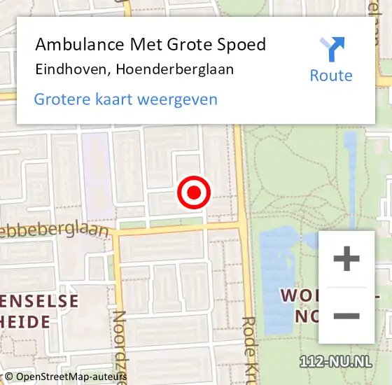 Locatie op kaart van de 112 melding: Ambulance Met Grote Spoed Naar Eindhoven, Hoenderberglaan op 31 augustus 2015 12:25