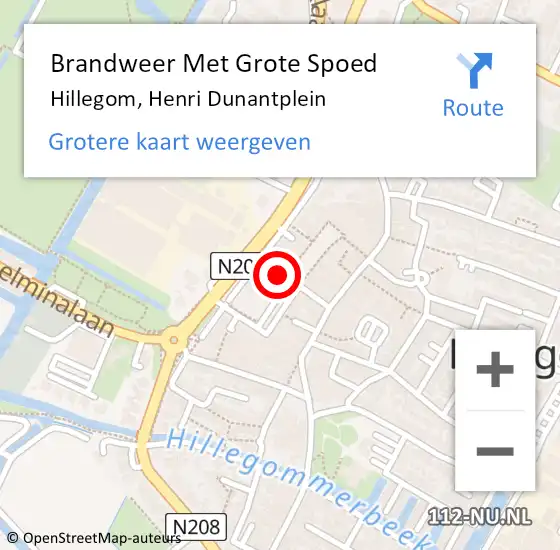 Locatie op kaart van de 112 melding: Brandweer Met Grote Spoed Naar Hillegom, Henri Dunantplein op 31 augustus 2015 12:47