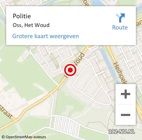 Locatie op kaart van de 112 melding: Politie Oss, Het Woud op 31 augustus 2015 13:12