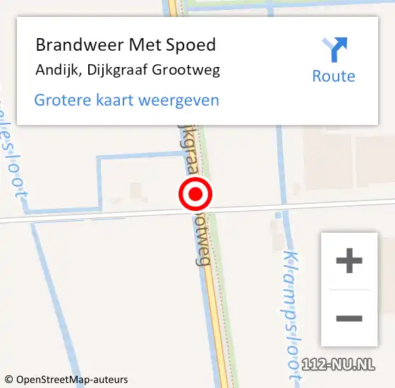 Locatie op kaart van de 112 melding: Brandweer Met Spoed Naar Andijk, Dijkgraaf Grootweg op 31 augustus 2015 14:13