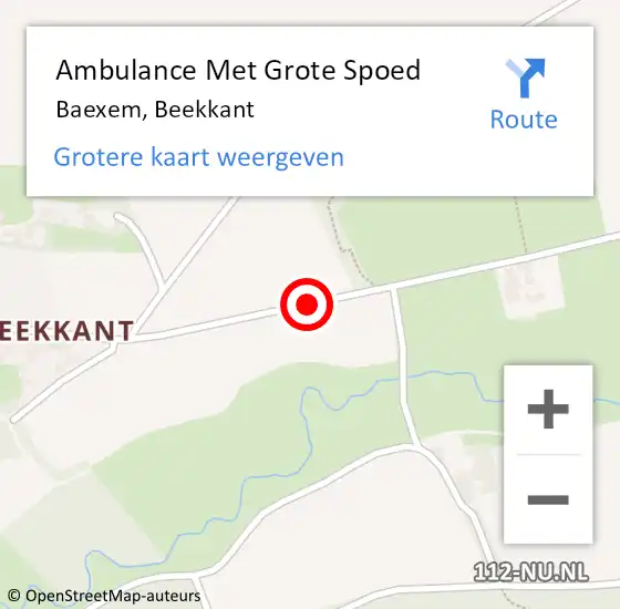 Locatie op kaart van de 112 melding: Ambulance Met Grote Spoed Naar Baexem, Beekkant op 31 augustus 2015 14:17