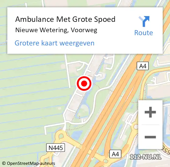 Locatie op kaart van de 112 melding: Ambulance Met Grote Spoed Naar Nieuwe Wetering, Voorweg op 31 augustus 2015 14:29