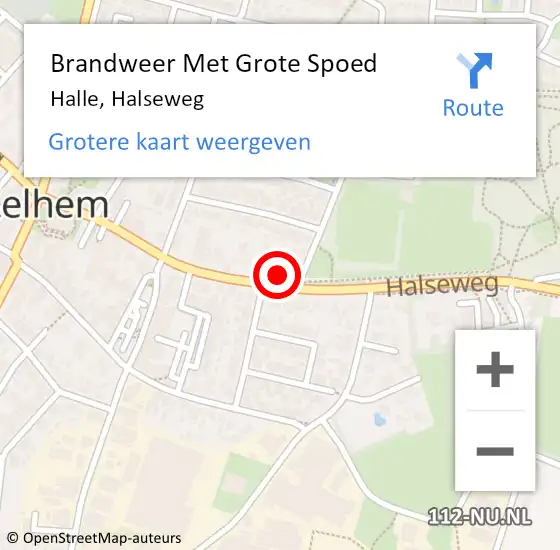 Locatie op kaart van de 112 melding: Brandweer Met Grote Spoed Naar Halle, Halseweg op 31 augustus 2015 15:12