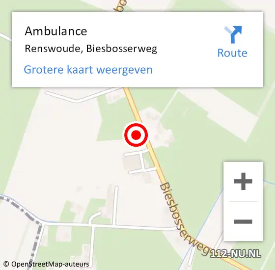 Locatie op kaart van de 112 melding: Ambulance Renswoude, Biesbosserweg op 31 augustus 2015 15:21