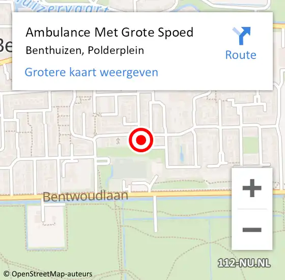 Locatie op kaart van de 112 melding: Ambulance Met Grote Spoed Naar Benthuizen, Polderplein op 31 augustus 2015 15:27