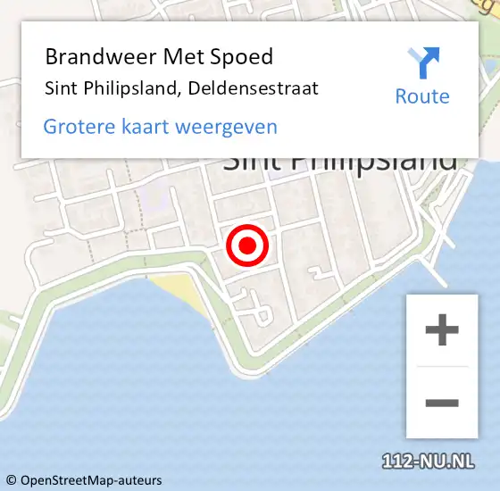 Locatie op kaart van de 112 melding: Brandweer Met Spoed Naar Sint Philipsland, Deldensestraat op 31 augustus 2015 15:32