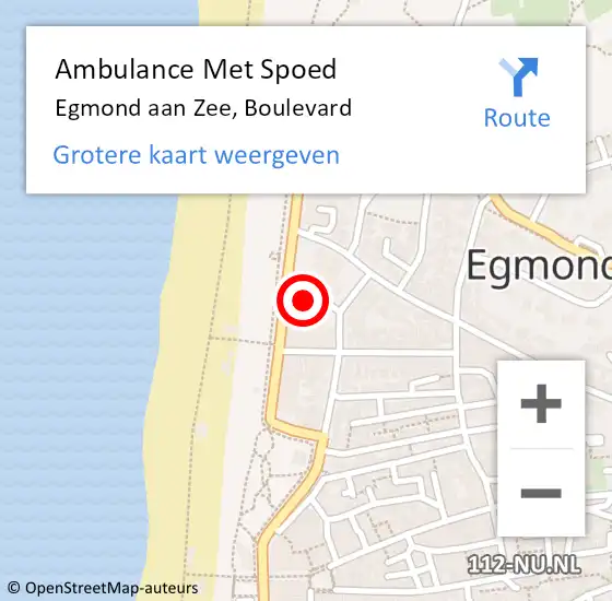 Locatie op kaart van de 112 melding: Ambulance Met Spoed Naar Egmond aan Zee, Boulevard op 13 september 2013 10:16